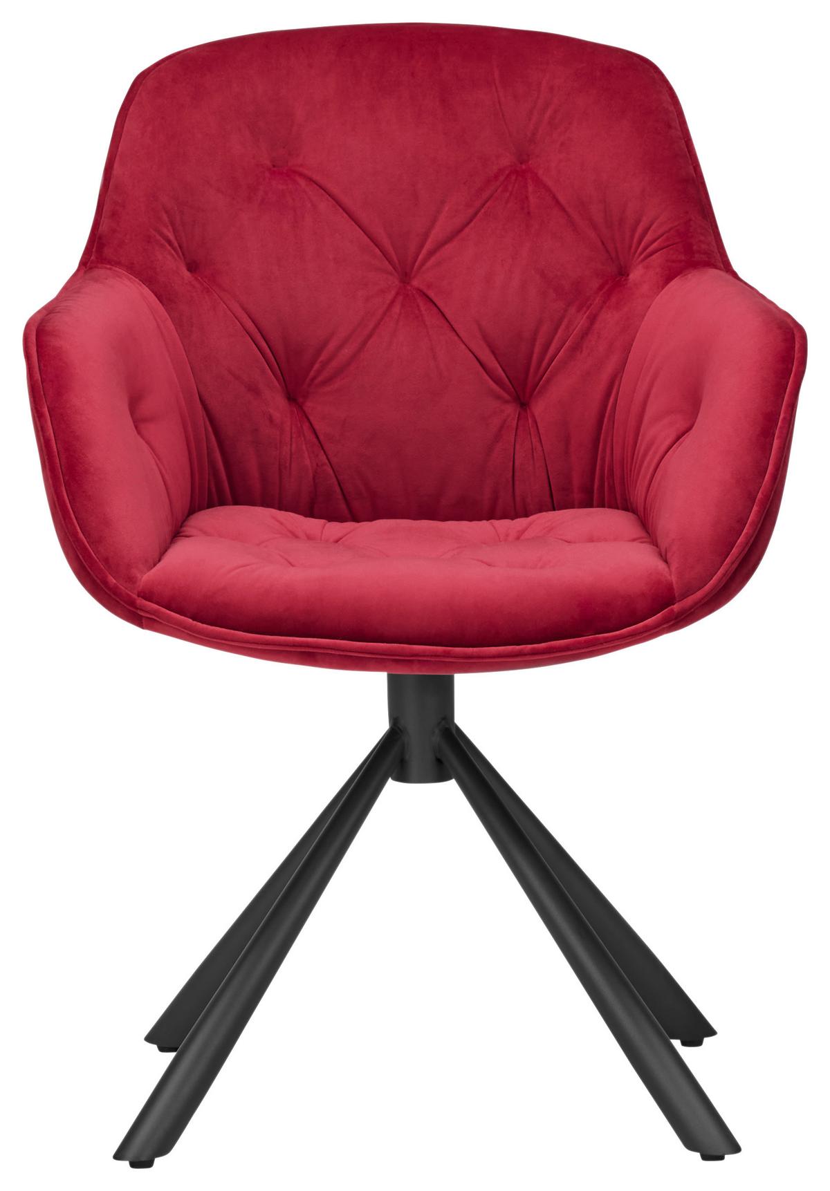 Židle s područkami Eileen, otočná, červená - černá/červená, Moderní, kov/textil (63/86/66cm) - Mömax