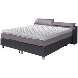 Boxspringbett mit Topper & Matratze H3 160x200cm Hampton - Anthrazit/Alufarben, KONVENTIONELL, Textil (160/200cm) - Luca Bessoni