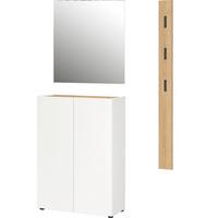 Garderobe Alviano Weiß/Eiche Dekor 3-Teilig - Eichefarben/Weiß, Design, Glas/Holzwerkstoff (104/200/33cm) - Germania
