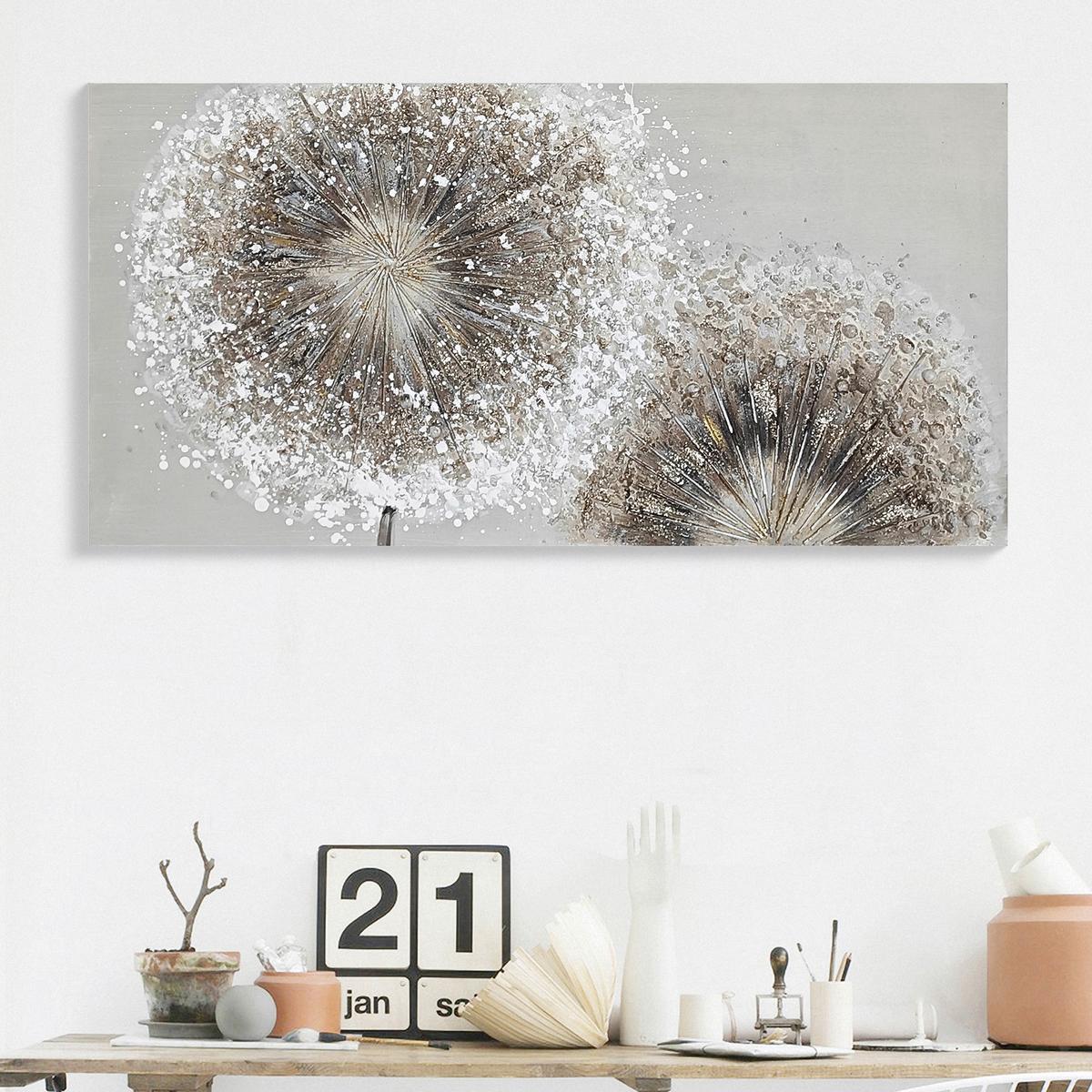 Obraz na plátně 120/60cm - šedá/bílá, Moderní, dřevo/textil (120/60/3cm) - Mömax