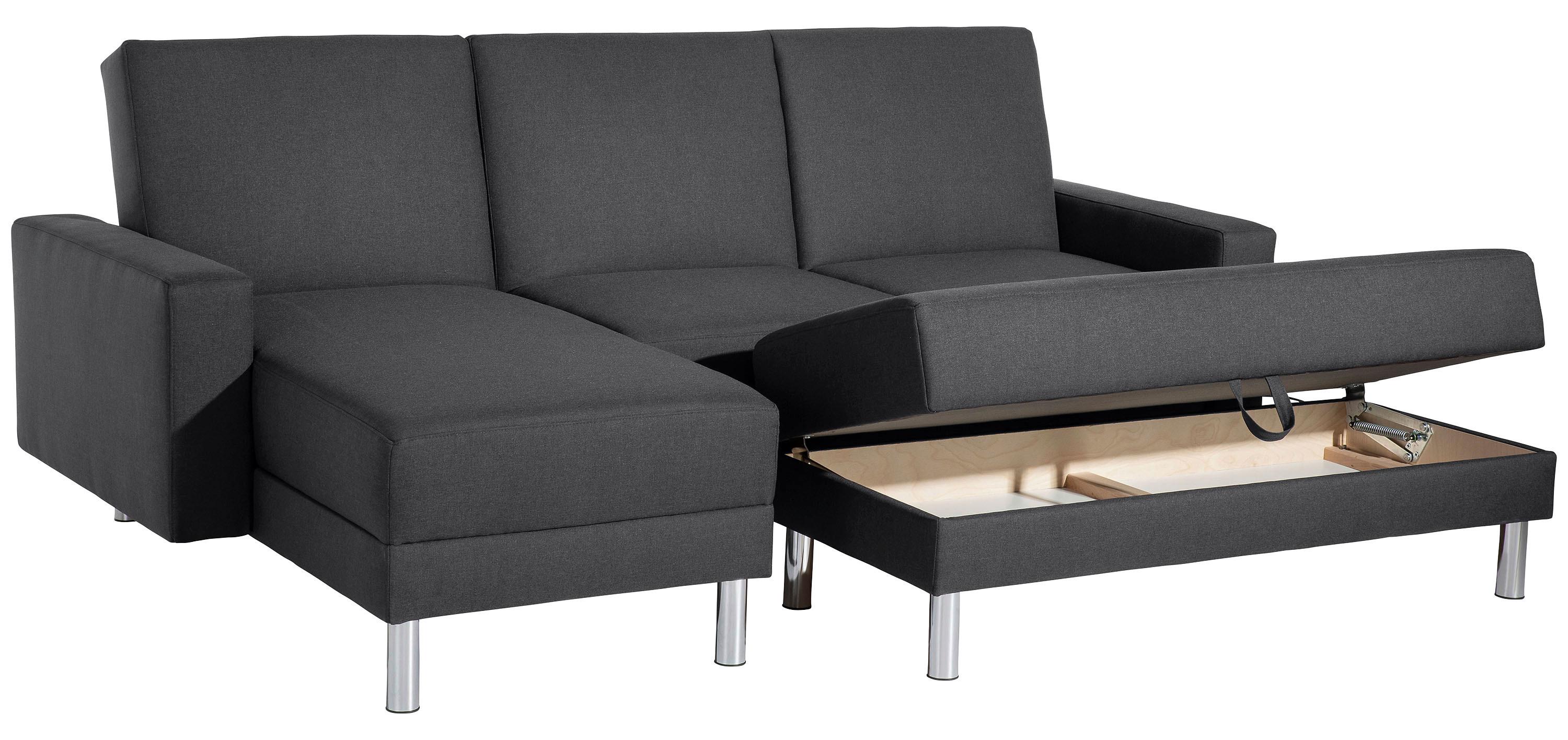 Ecksofa Mit Schlaffunktion Just Fashion Graphitfarben - Chromfarben/Graphitfarben, KONVENTIONELL, Textil (152/230cm) - Max Winzer