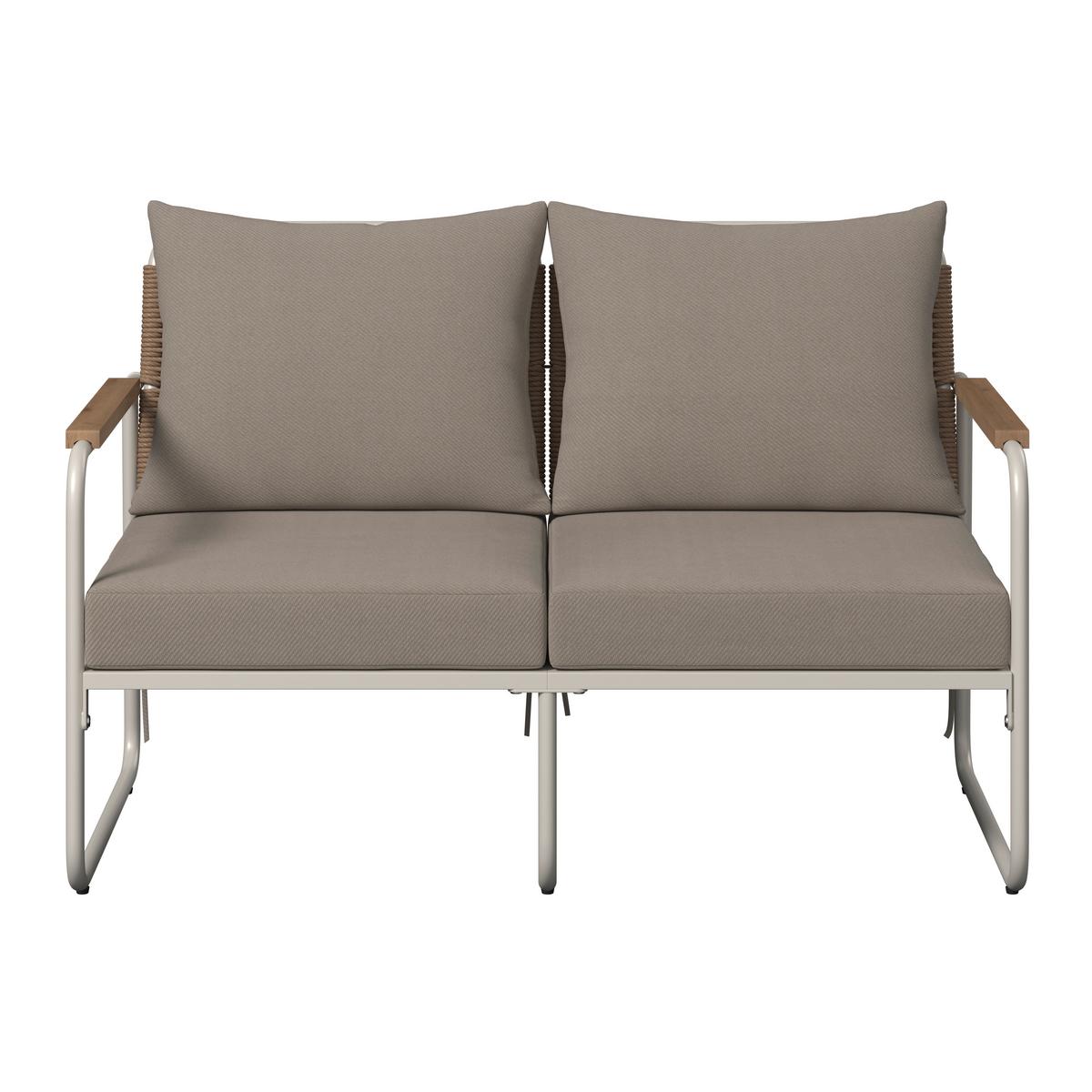 Loungegarnitur Portofino - Creme/Weiß, MODERN, Holz/Kunststoff (77/71/116cm) - Beldano