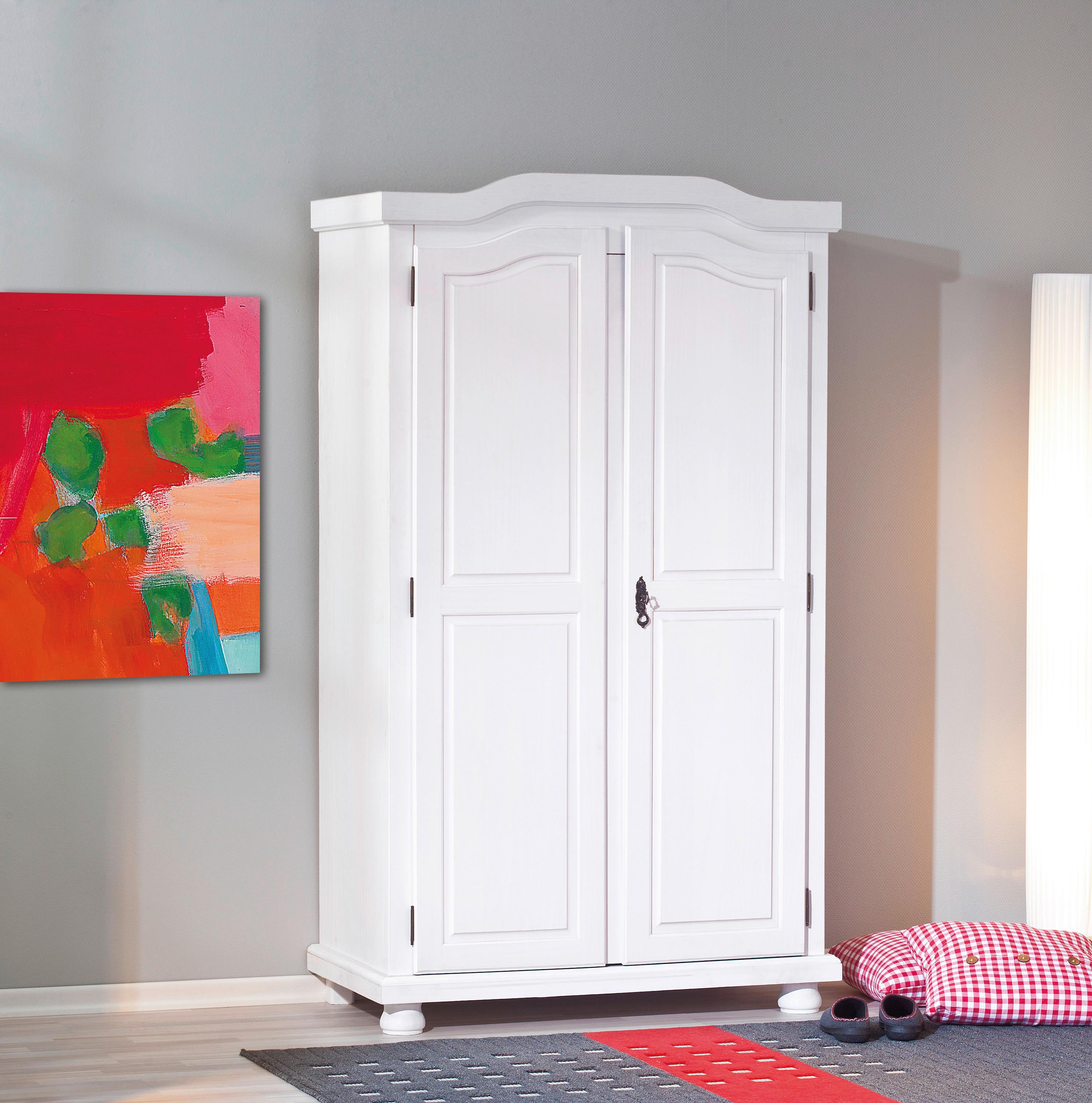 Drehtürenschrank Massiv 104cm Hedda, Weiß - Weiß, LIFESTYLE (104/180/56cm) - MID.YOU