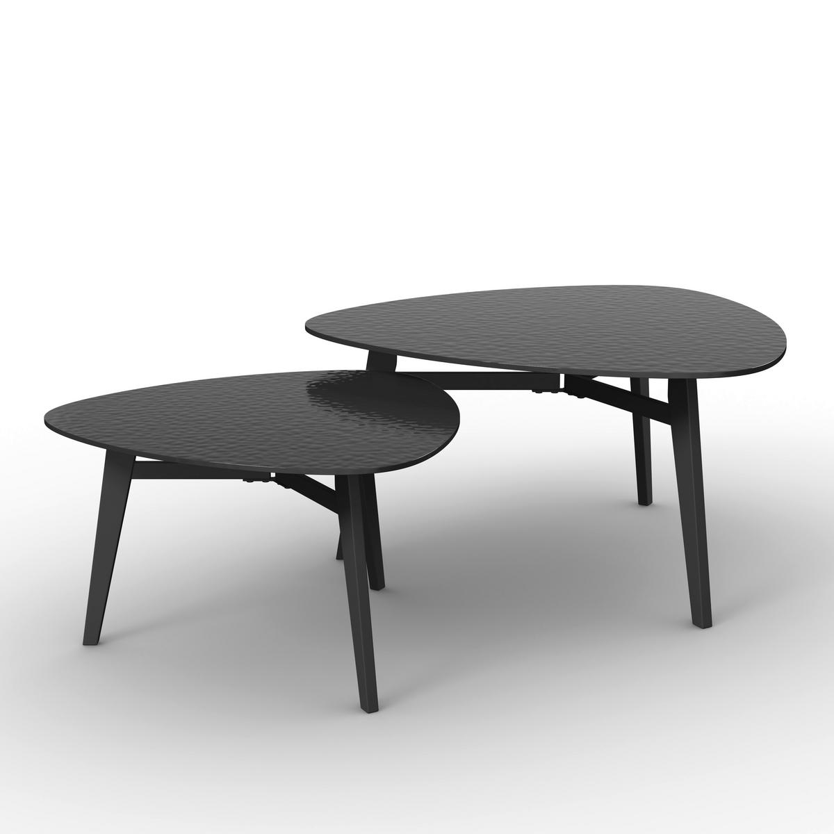 Konferenční stolek Kelaya, P: 80/60cm - černá, Moderní, kov/sklo (80/60/42/36/80/60cm) - Bessagi Home