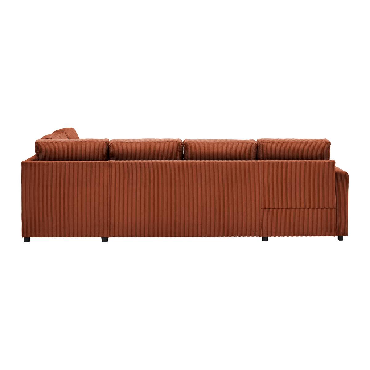 Sedacia súprava MARTINA U, pravá, terakotový menčester - čierna/terakota, Modern, kov/drevo (146/276/204cm) - Mömax