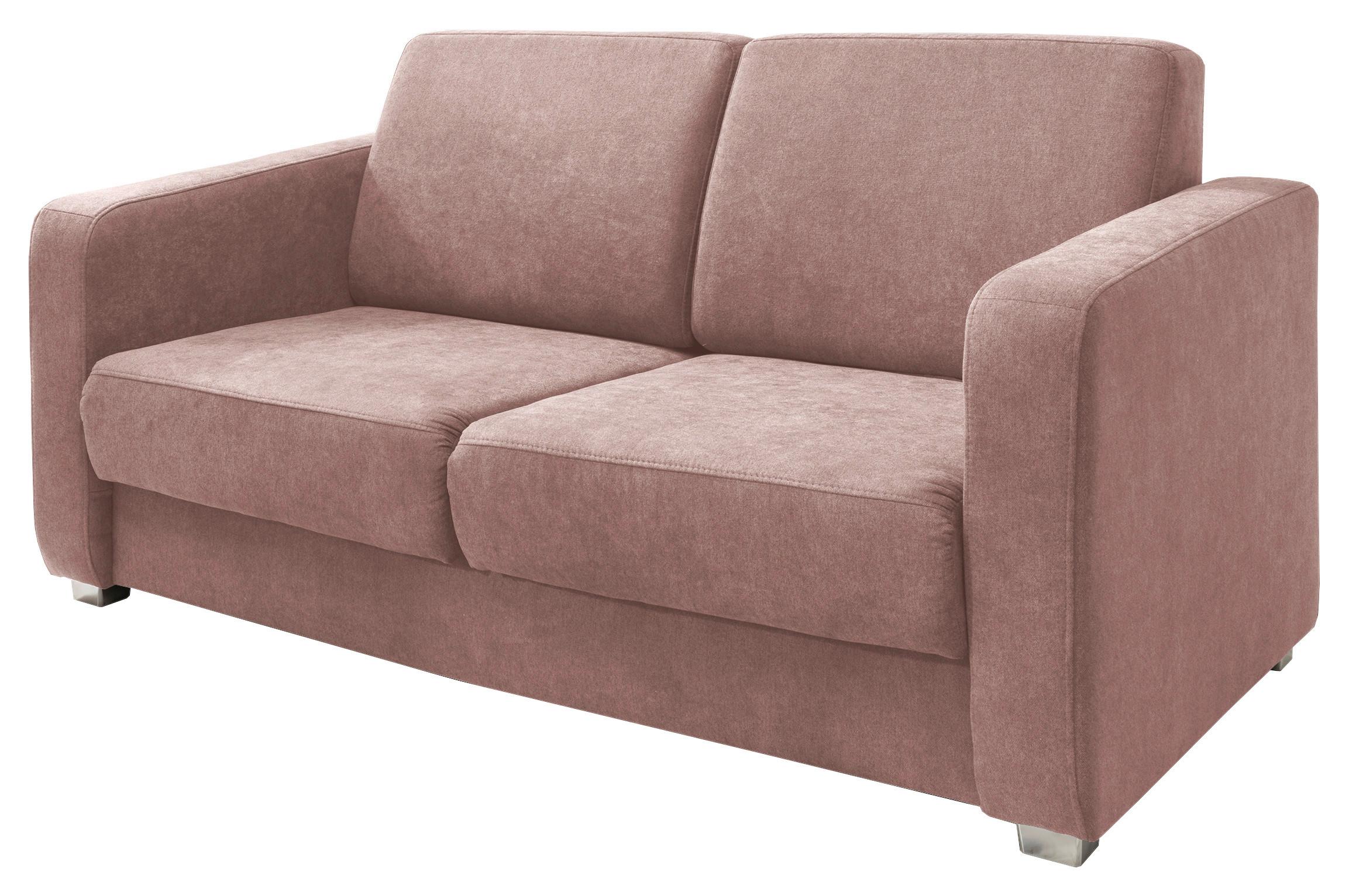 Schlafsofa Mia Rosa B: 159 cm - Chromfarben/Altrosa, Design, Textil (159/88/87cm) - Livetastic