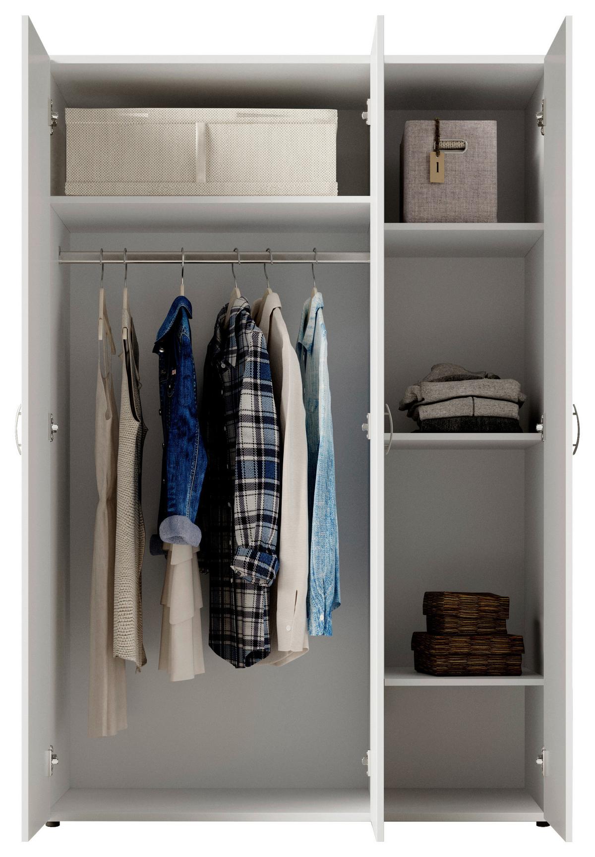 Kleiderschrank B: 121 cm Joe Weiß - Weiß, Basics, Holzwerkstoff (121/177/51cm)