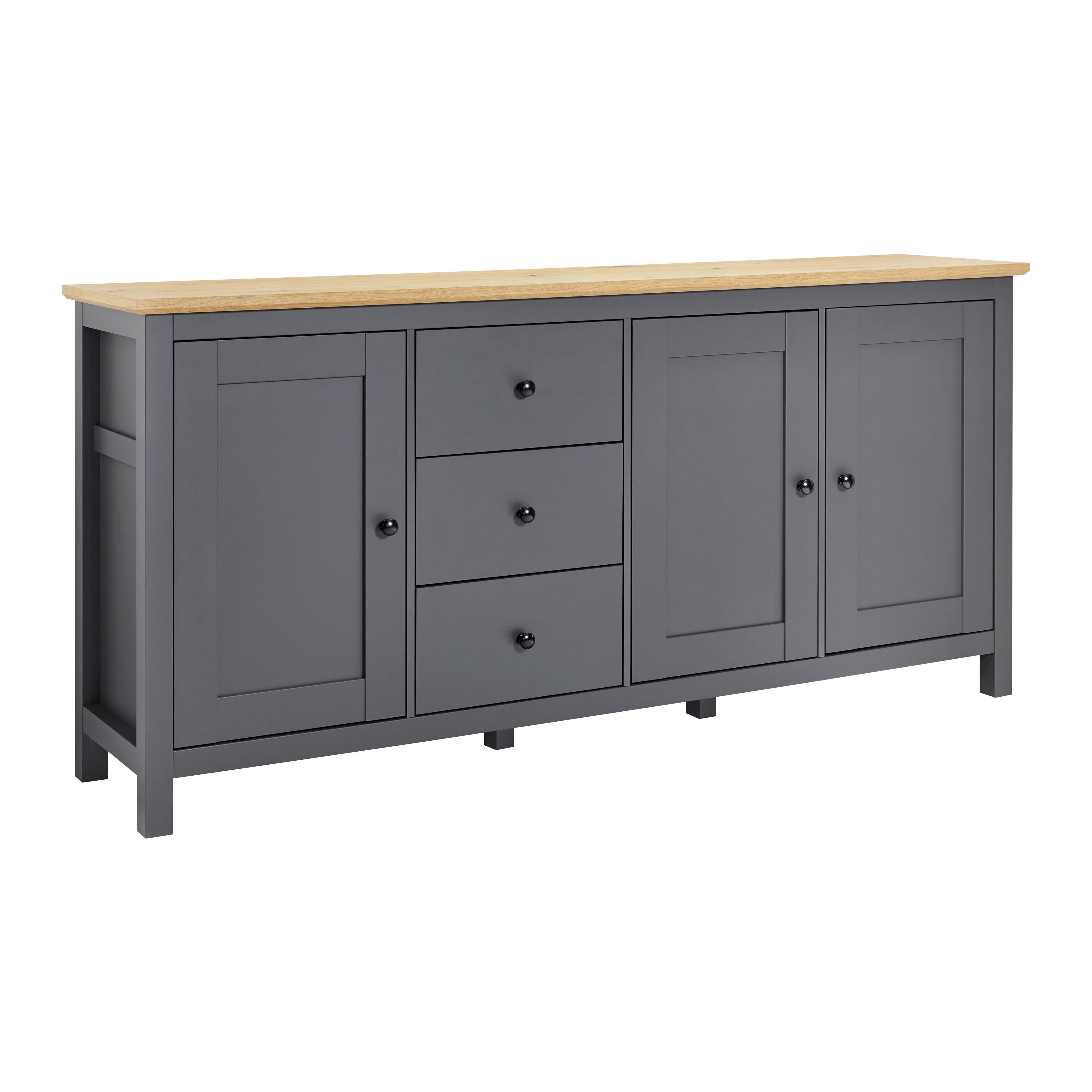 Trendová komoda Claudio š: 199cm - čierna/dub artisan, Modern, drevo/plast (199/96/44cm) - Bessagi Home