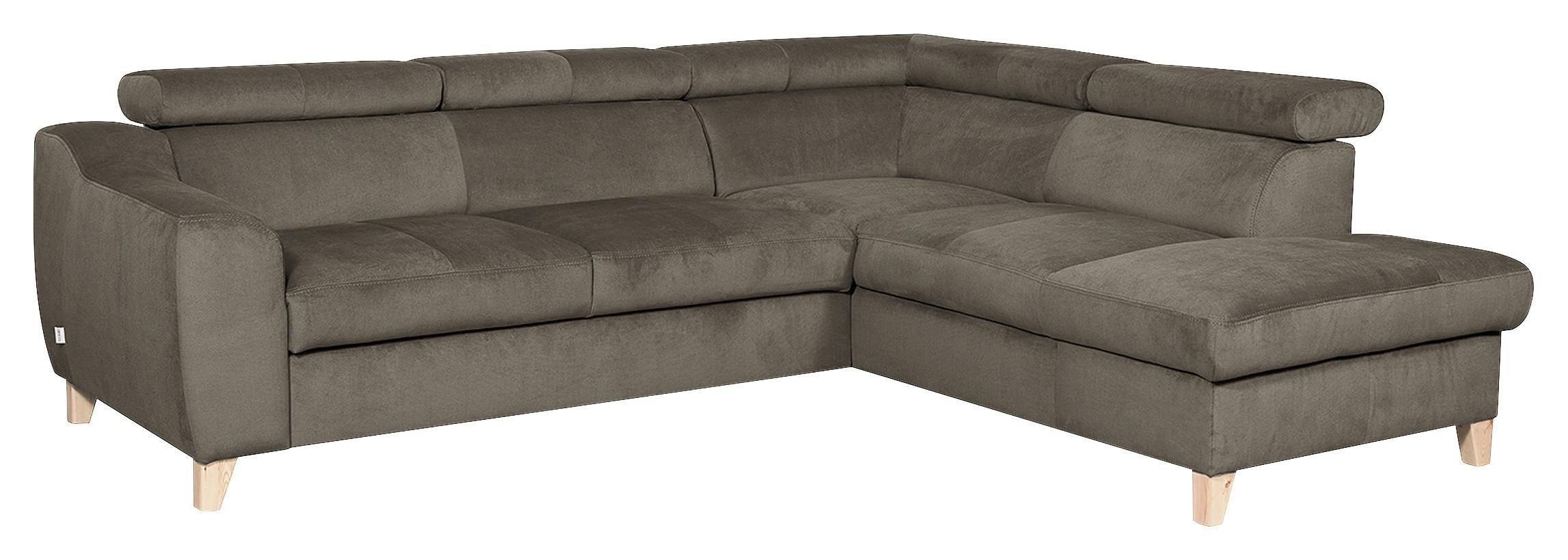 Ecksofa Aspen Mit Bettkasten Webstoff Graubraun 245x208 Cm - Graubraun/Buchefarben, Design, Textil (245/208cm) - Livetastic