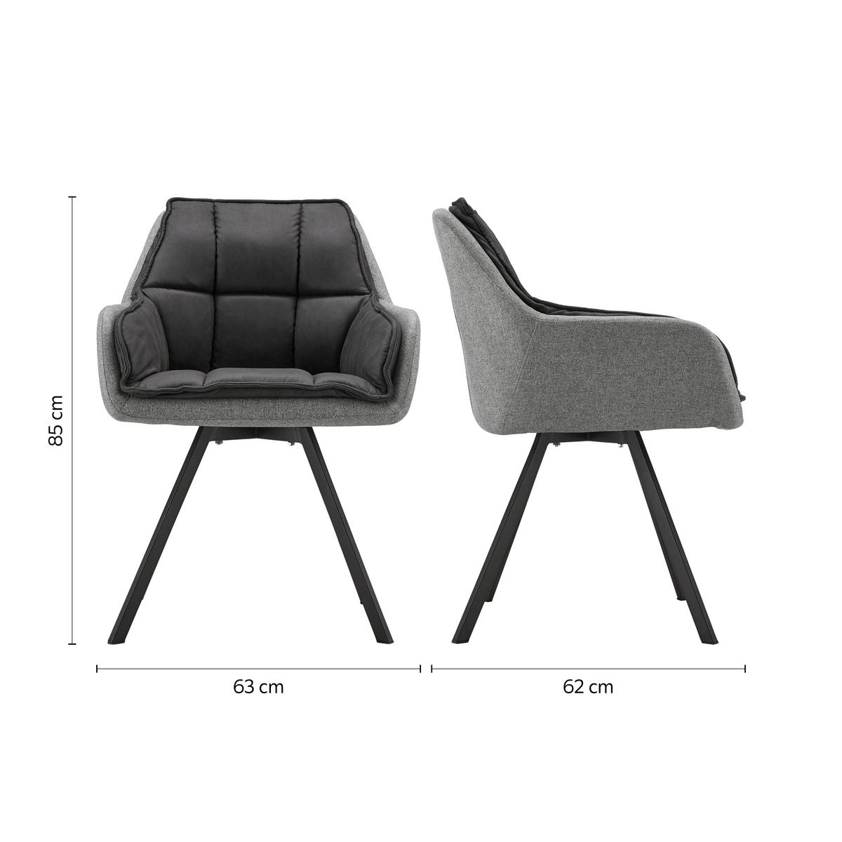 Jedálenská stolička BILLY - čierna/sivá, Modern, kov/drevo (62/85/62cm) - P & B