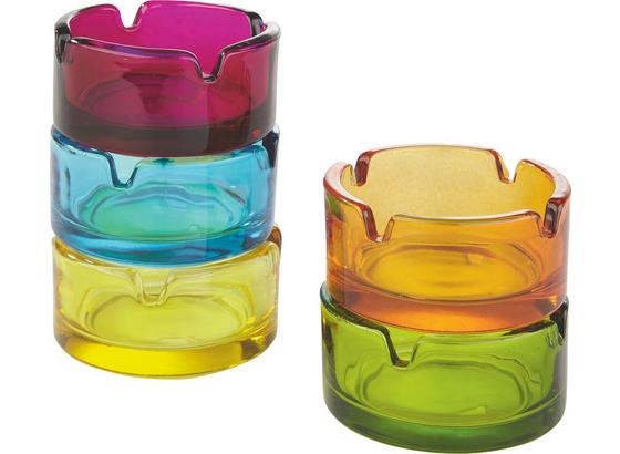 Aschenbecher Fin - Blau/Pink, KONVENTIONELL, Glas (7/3,6cm) Aschenbecher Fin - Blau/Pink, KONVENTIONELL, Glas (7/3,6cm)