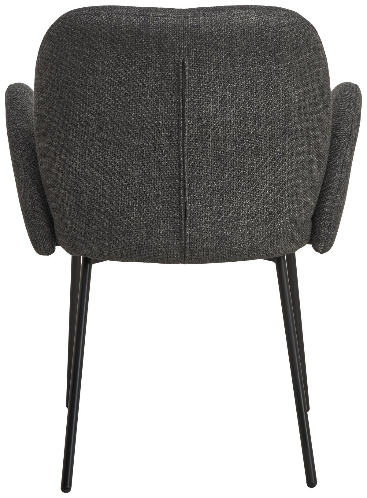 Armlehnstuhl Pauline Leinenoptik Grau, B: 62 cm - Schwarz/Grau, KONVENTIONELL, Holz/Textil (62/85/64cm) - MID.YOU