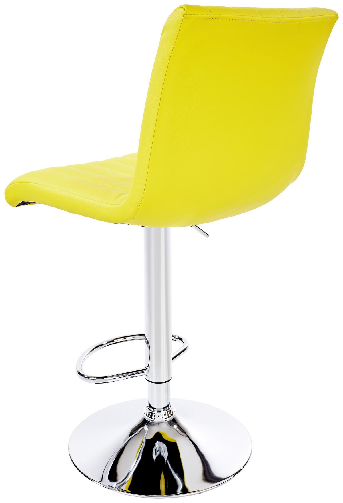 Barhocker höhenverstellbar mit Lehne Party Gelb/Chrom - Chromfarben/Gelb, MODERN, Textil/Metall (43/91-112/54cm) - MID.YOU