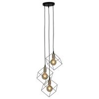 Hängeleuchte Canto H: 146 Cm 3-Flammig, Schwarz/goldfarben - Goldfarben/Schwarz, Trend, Kunststoff/Metall (60/146cm) - Näve