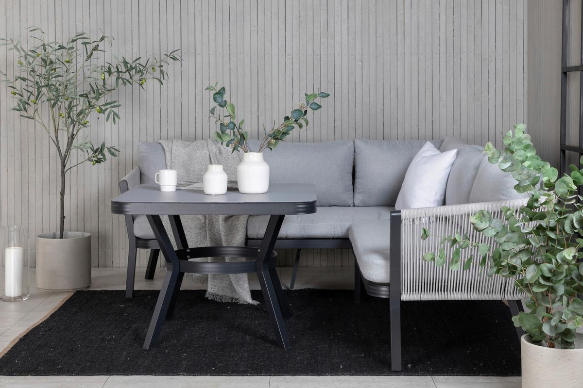Loungegarnitur Virya - Schwarz/Grau, KONVENTIONELL, Textil/Metall - Gardenson
