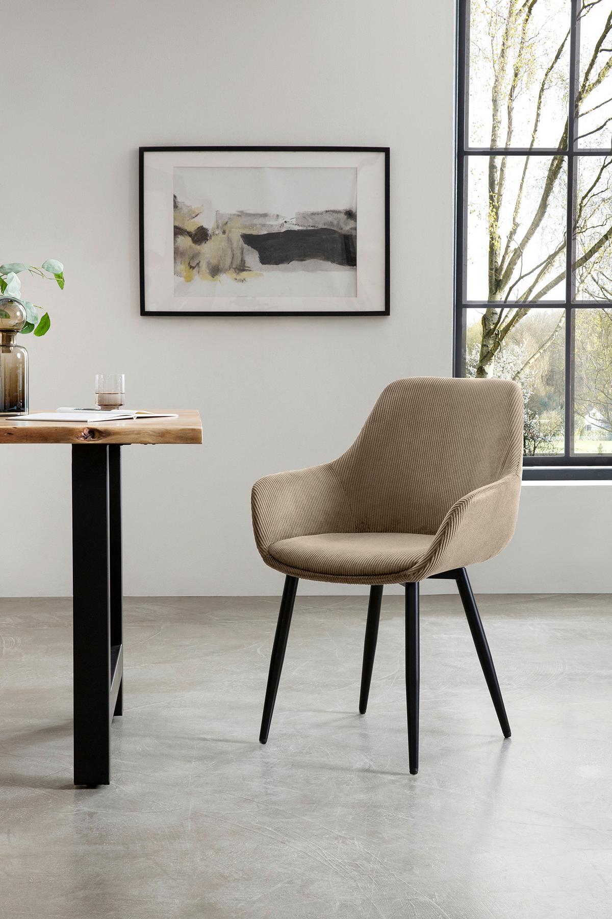 Tischgruppe Naturfarben/beige L: 160 Cm - Beige/Naturfarben, MODERN, Holz/Textil (160/85/76,5cm) - Livetastic