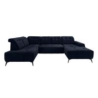 Ecksofa, Sitzvorzug Elektrisch Sano, Dunkelbl., 200x337x180cm - Schwarz/Dunkelblau, MODERN, Textil (200/337/180cm) - Livetastic