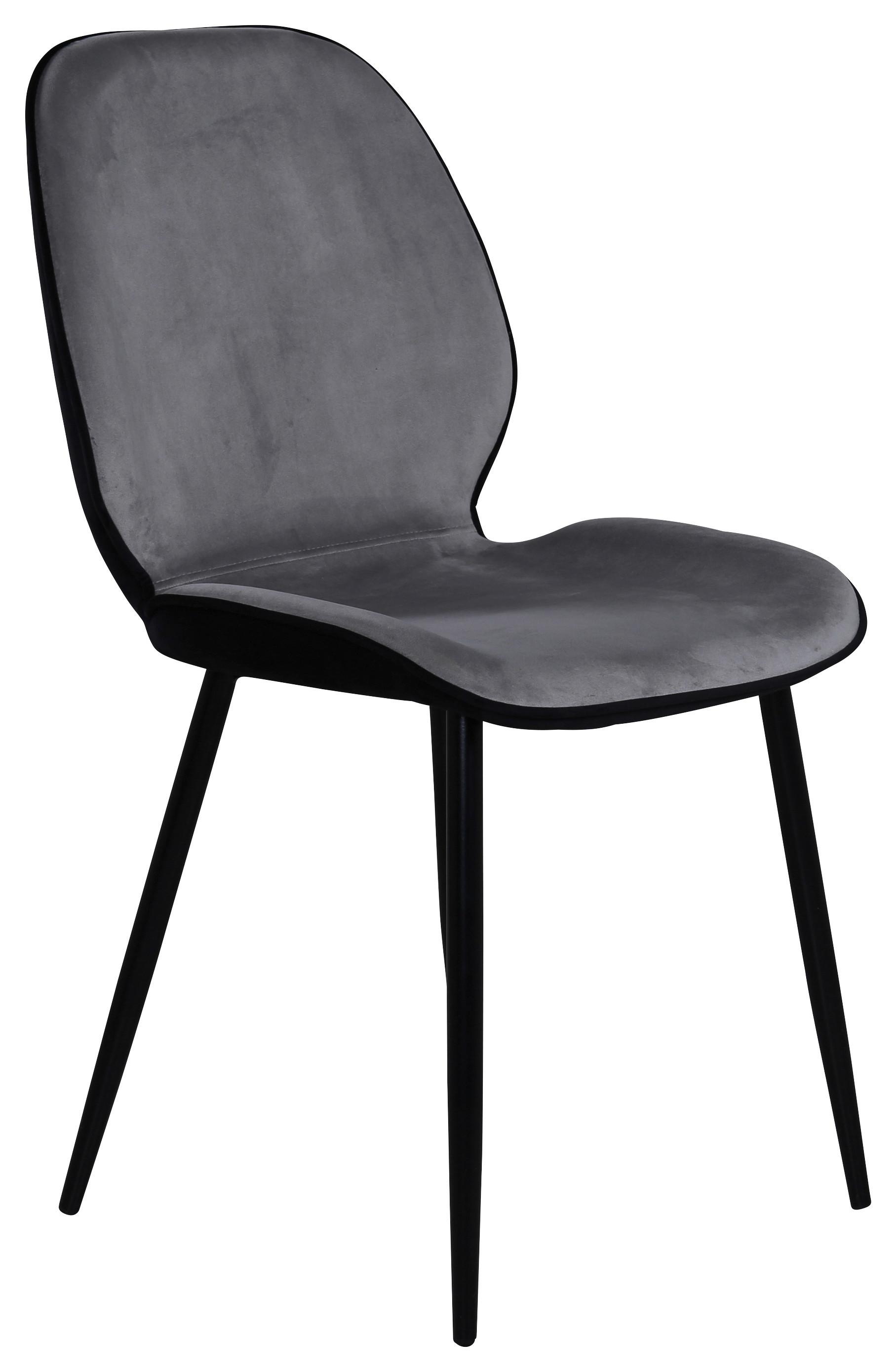 Stuhl-Set Emma - Hellgrau/Schwarz, Design, Textil/Metall (47/89/57cm) - Livetastic