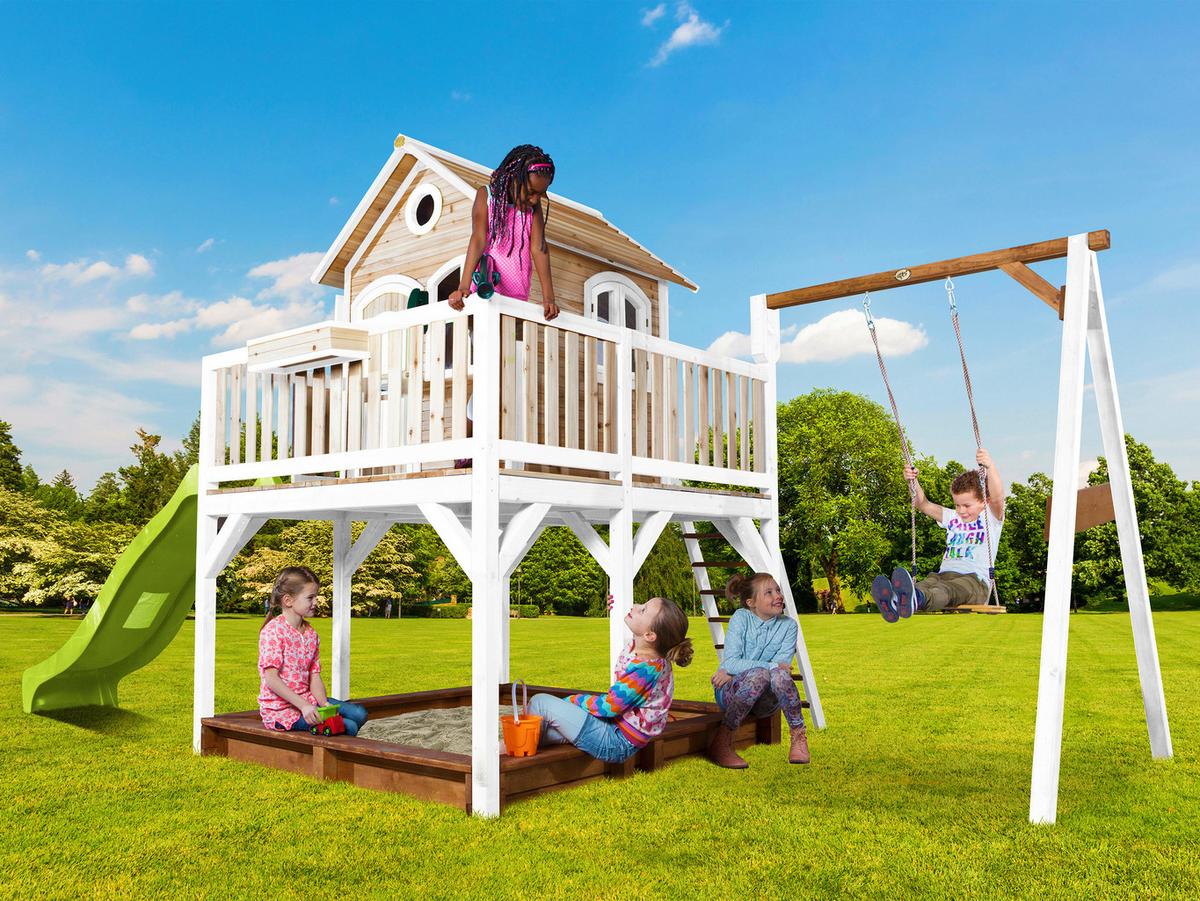 Spielturm A030.152.11 - Braun/Weiß, KONVENTIONELL, Holz/Kunststoff (541/291/277cm) - Ambia Garden