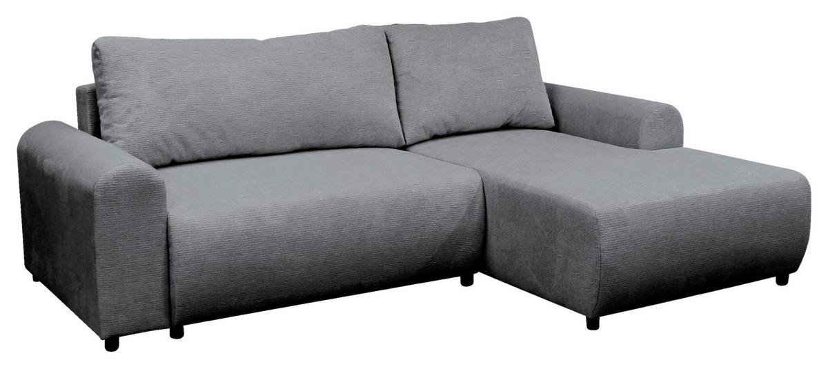 Ecksofa Velo Grau S: 250x160 cm - Schwarz/Grau, Design, Textil (250/160cm) - MID.YOU