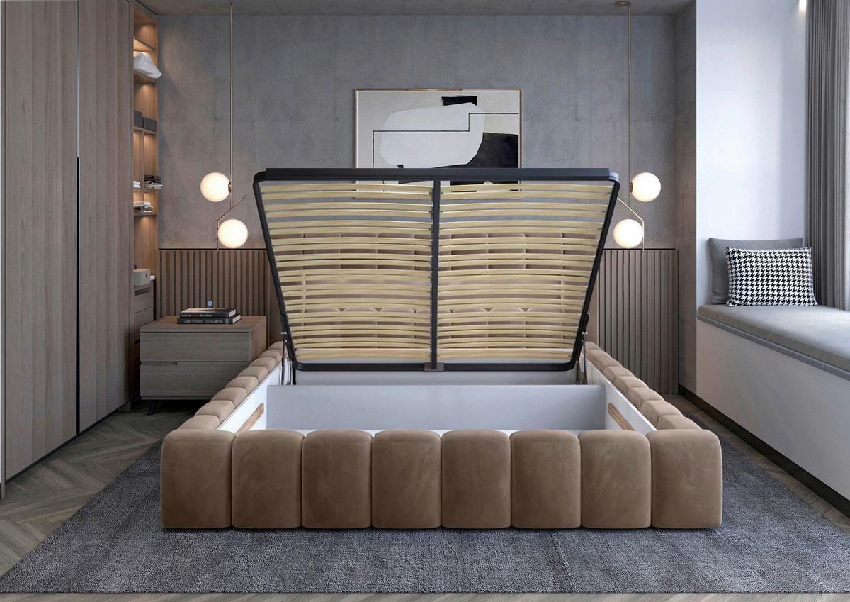 Polsterbett Lamica Braun Lf: 160x200 Cm - Schwarz/Braun, MODERN, Holz (160/200cm) - MID.YOU