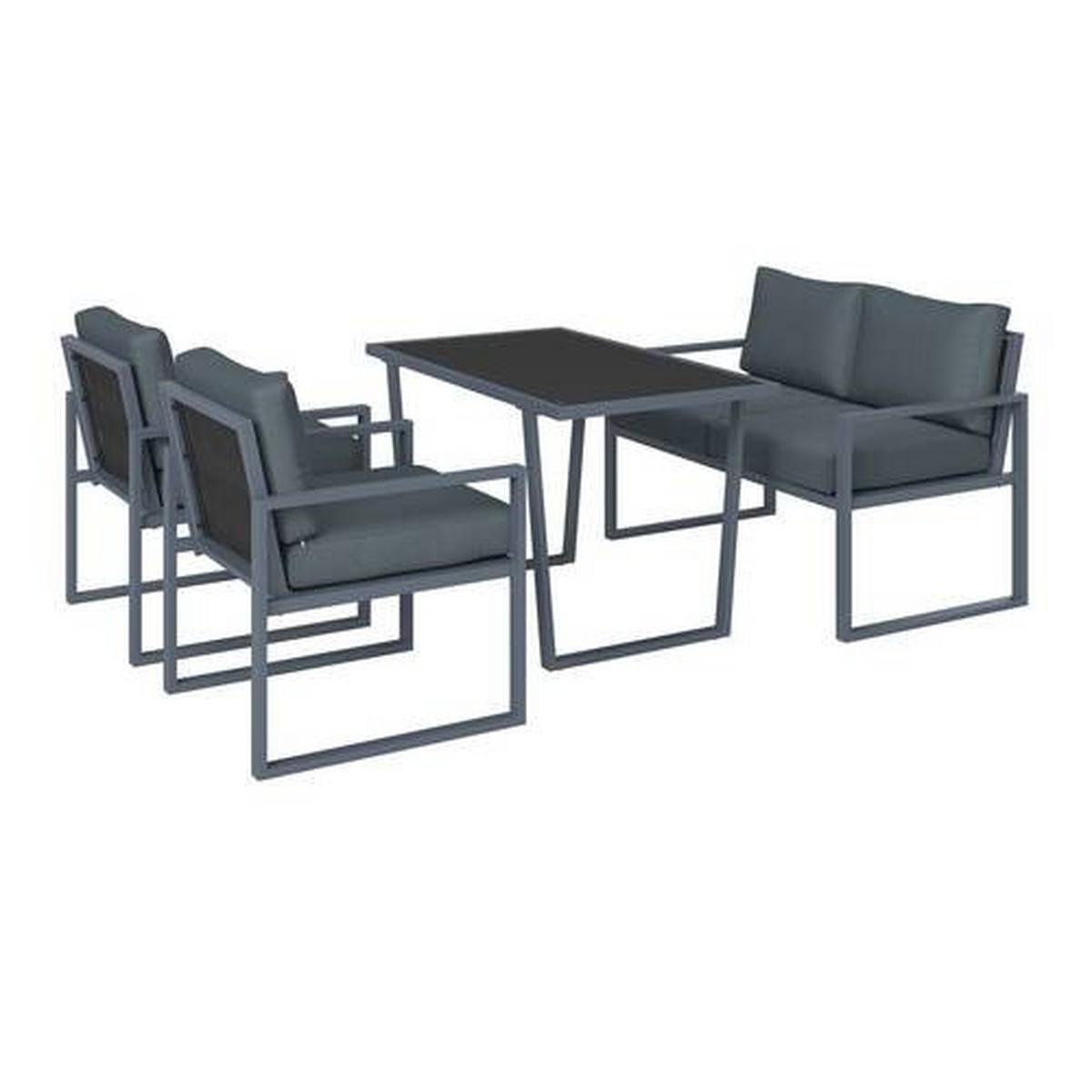 Loungegarnitur Prag - Dunkelgrau/Schwarz, MODERN, Glas/Textil - Beldano