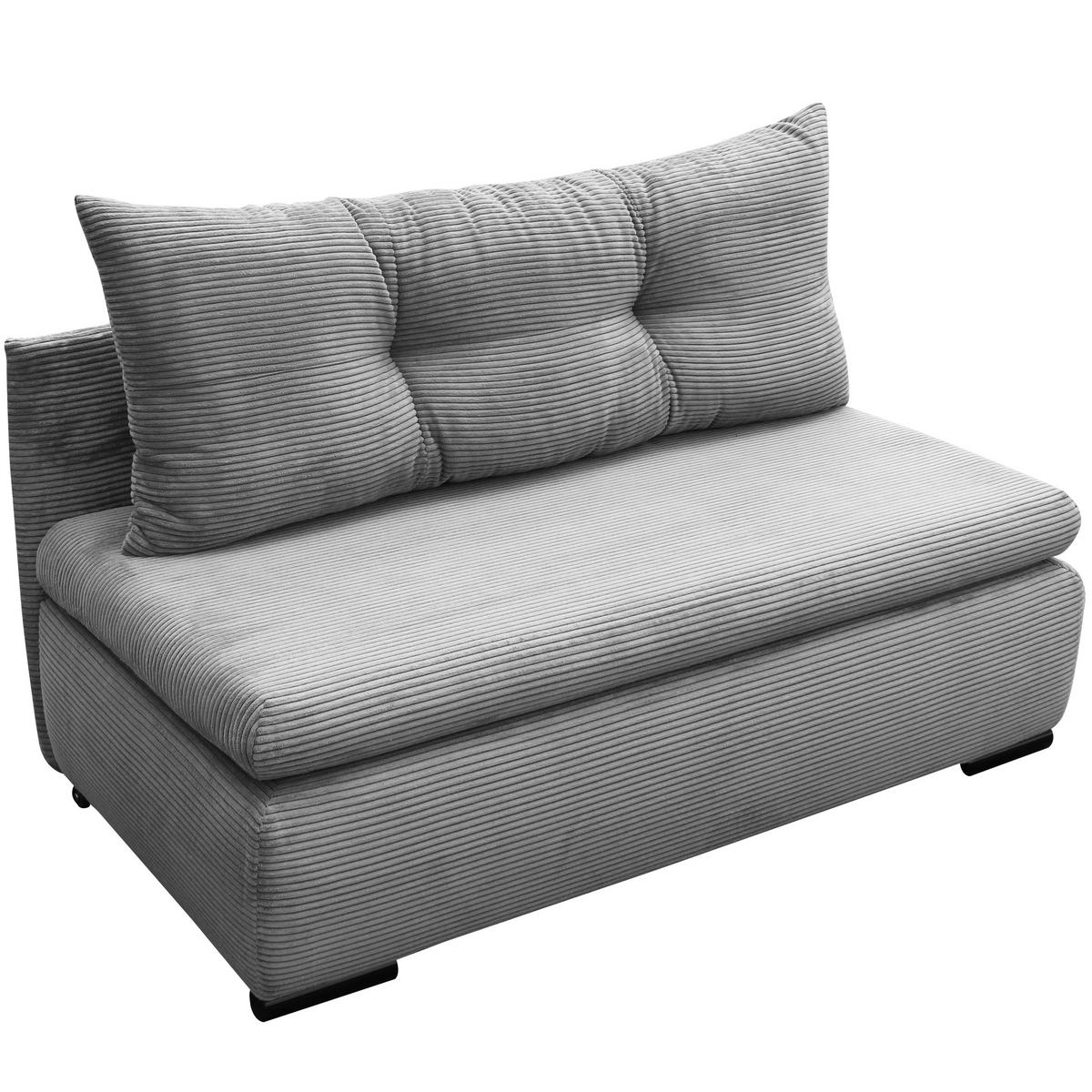 Schlafsofa mit Bettkasten Yellow B: 154 cm Cord Hellgrau - Hellgrau/Schwarz, Design, Textil (154/93/85cm) - MID.YOU