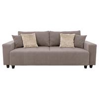 Ecksofa mit Bettfunktion Lily Velours taupe, 240x119cm - Taupe/Schwarz, Trend, Holz/Holzwerkstoff (240/119cm) - Luca Bessoni