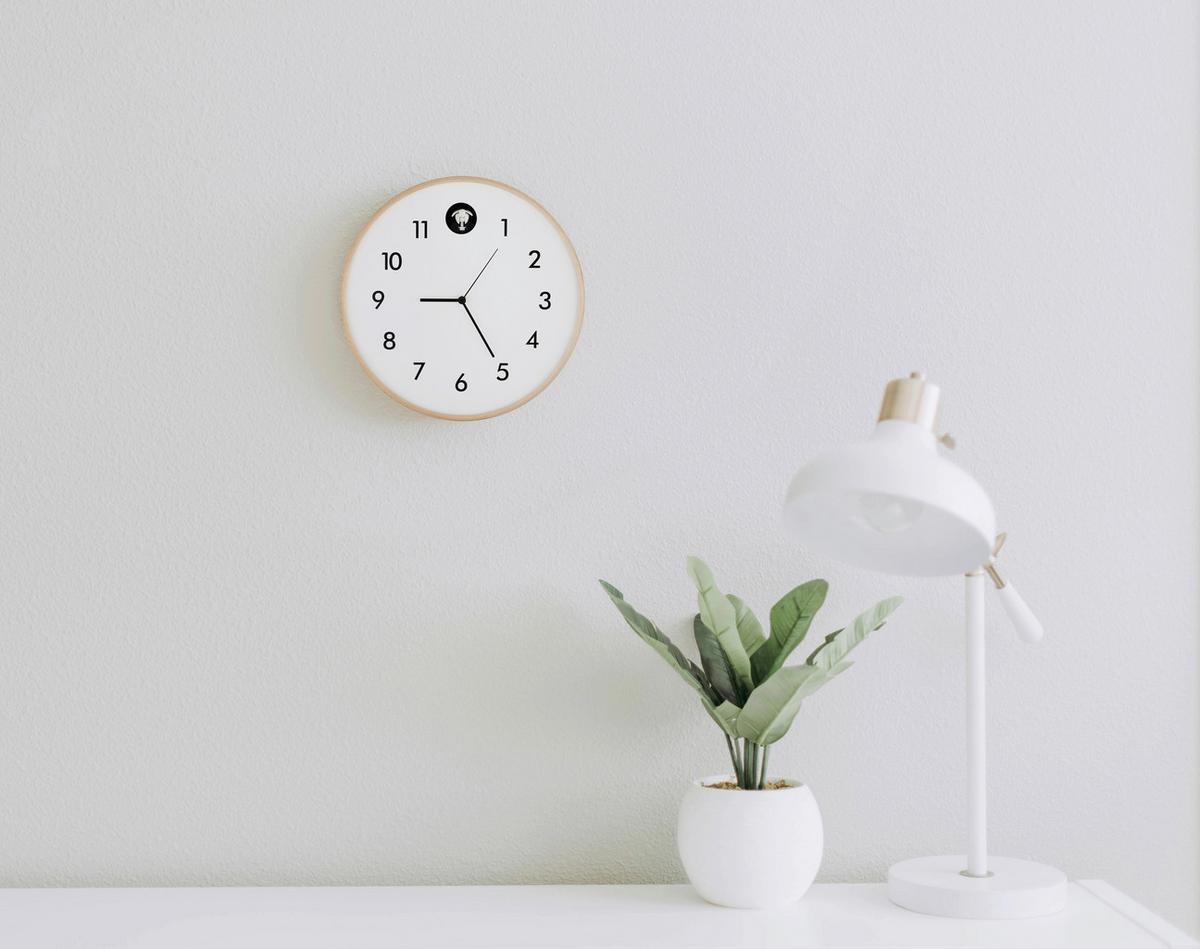 Wanduhr 78284w  Clocky - Schwarz/Naturfarben, Natur, Holz/Holzwerkstoff (31,5cm) - Globo