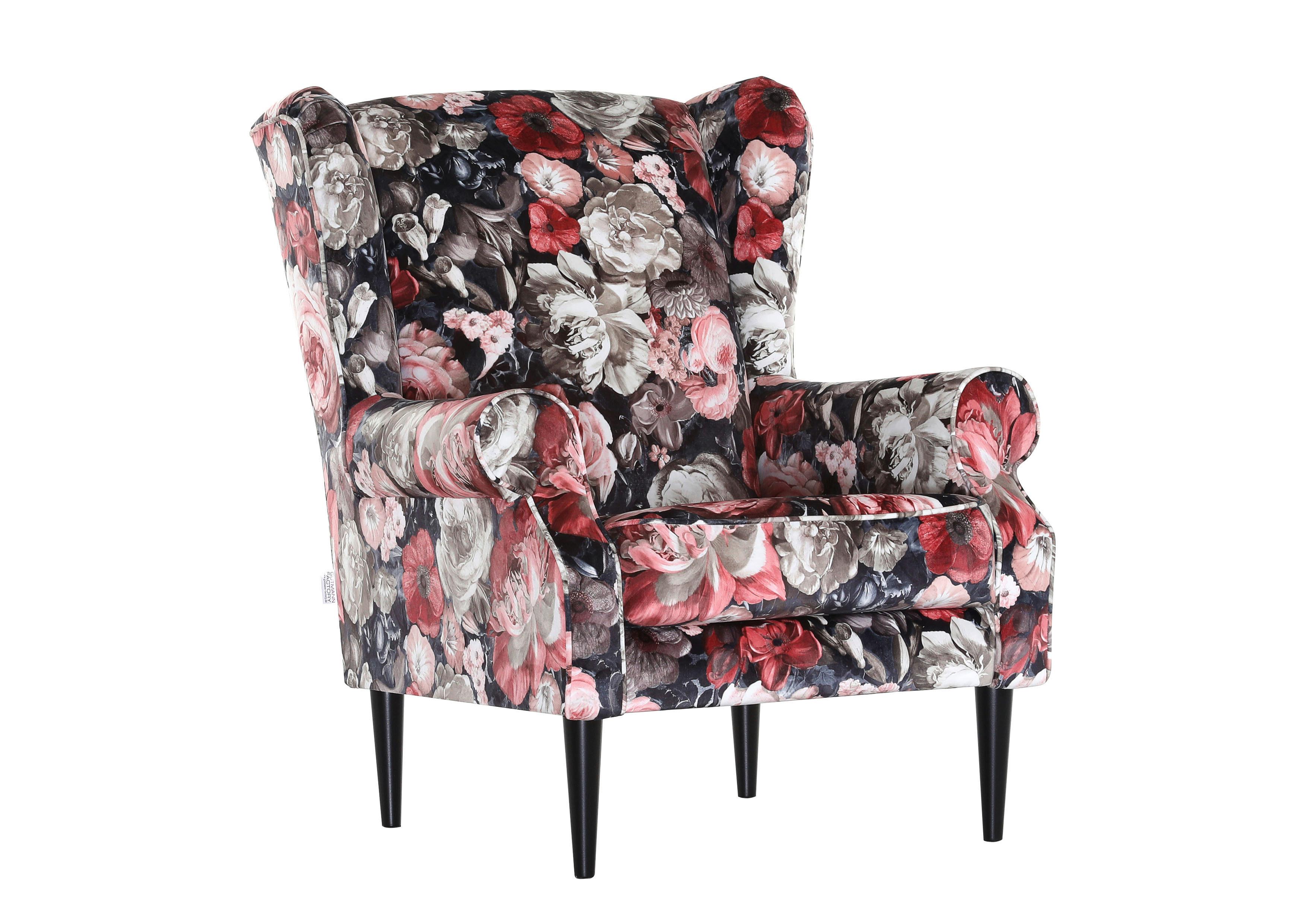Kreslo Ušiak Viola -Trend- - viacfarebná/čierna, Romantický / Vidiecky, textil (82/95/48/85cm)