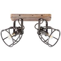 Deckenleuchte Matrix Schwenkbar - Hellbraun/Schwarz, Natur, Holz/Metall (18/29/16cm) - Brilliant