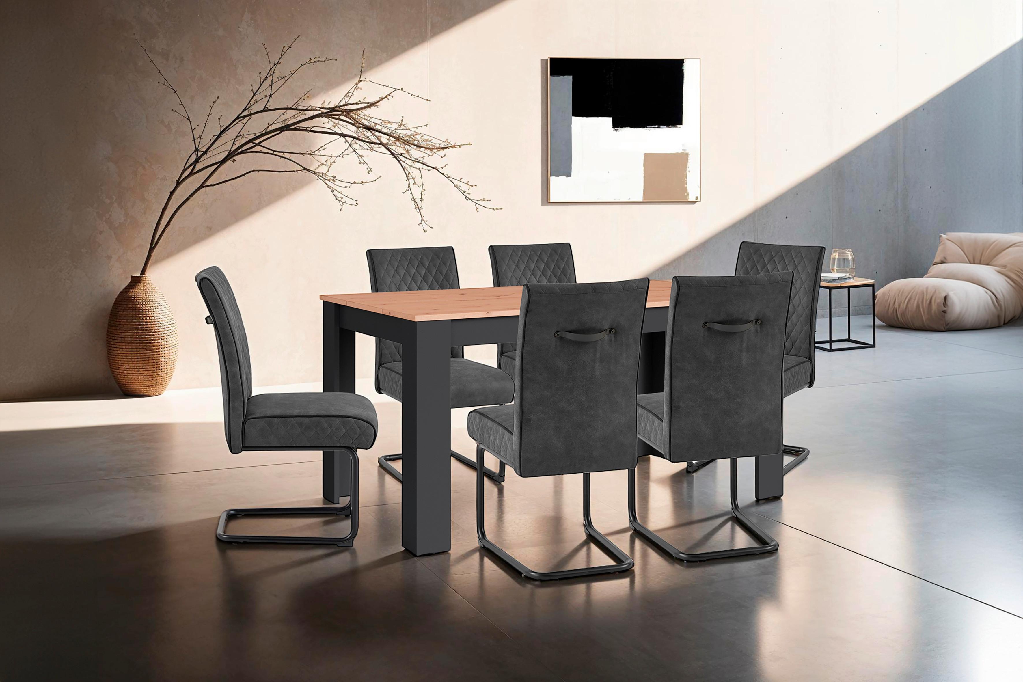 Esstisch Nori - Anthrazit/Eiche Artisan, MODERN, Holzwerkstoff (160/90/75cm) - MID.YOU