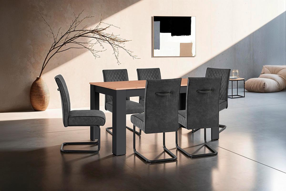 Esstisch Nori - Anthrazit/Eiche Artisan, MODERN, Holzwerkstoff (160/90/75cm) - MID.YOU