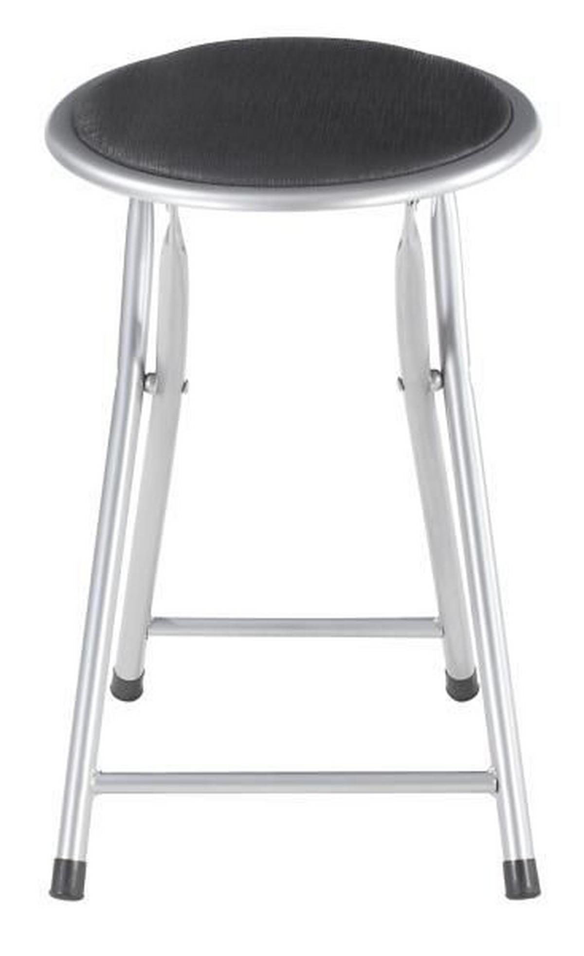 Klapphocker Ouzo Stahlrohr Alu/lederlook Schwarz H: 45 Cm - Schwarz, MODERN, Kunststoff/Metall (30/45/30cm)