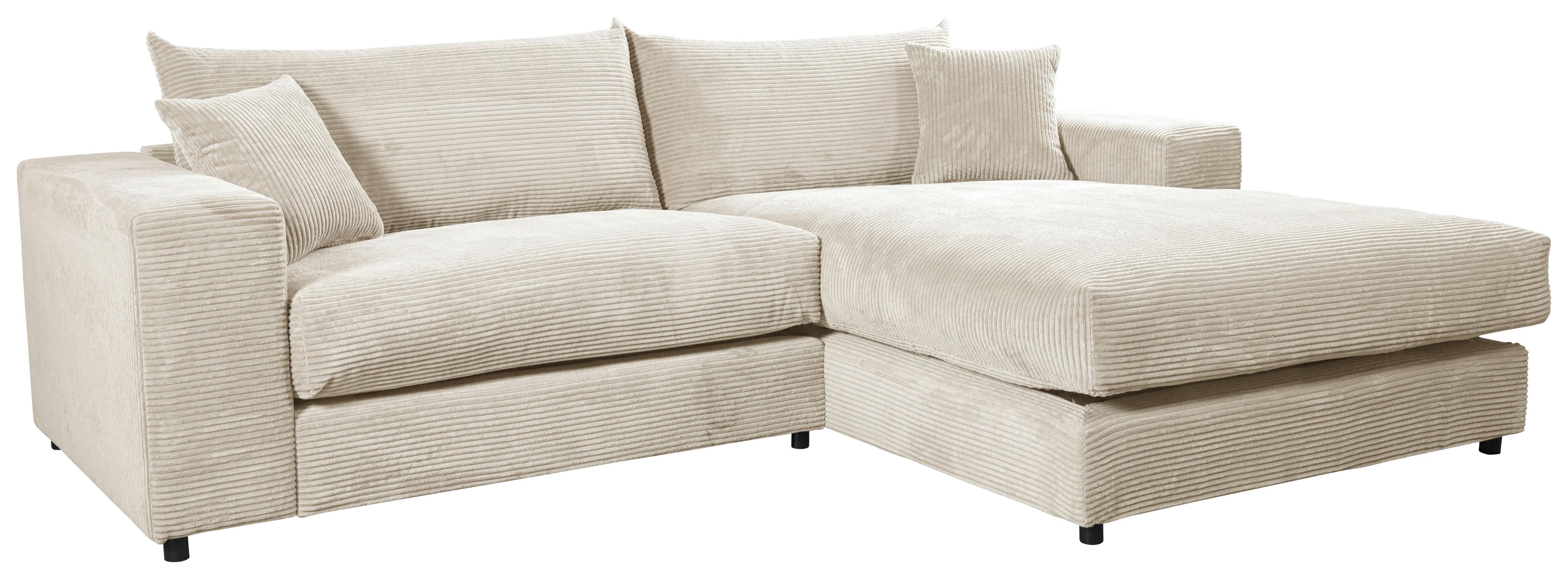 Ecksofa Funny S Rechts Creme S: 265x180 cm - Creme/Schwarz, Basics, Textil (265/180cm) - Livetastic