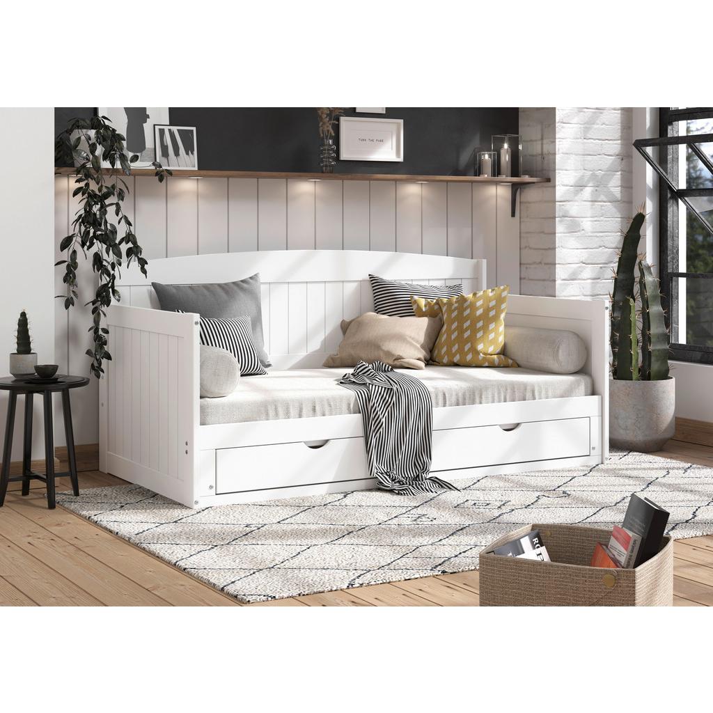 Ausziehbett mit Lattenrost 90x200 cm Storm Weiß