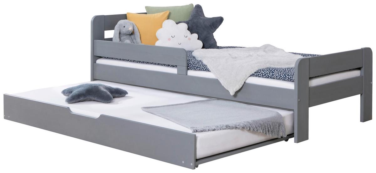 Bett Bennet Hellgrau inkl. Zubehör, 90x200 cm - Hellgrau/Naturfarben, MODERN, Holz/Textil (90/200cm) - MID.YOU