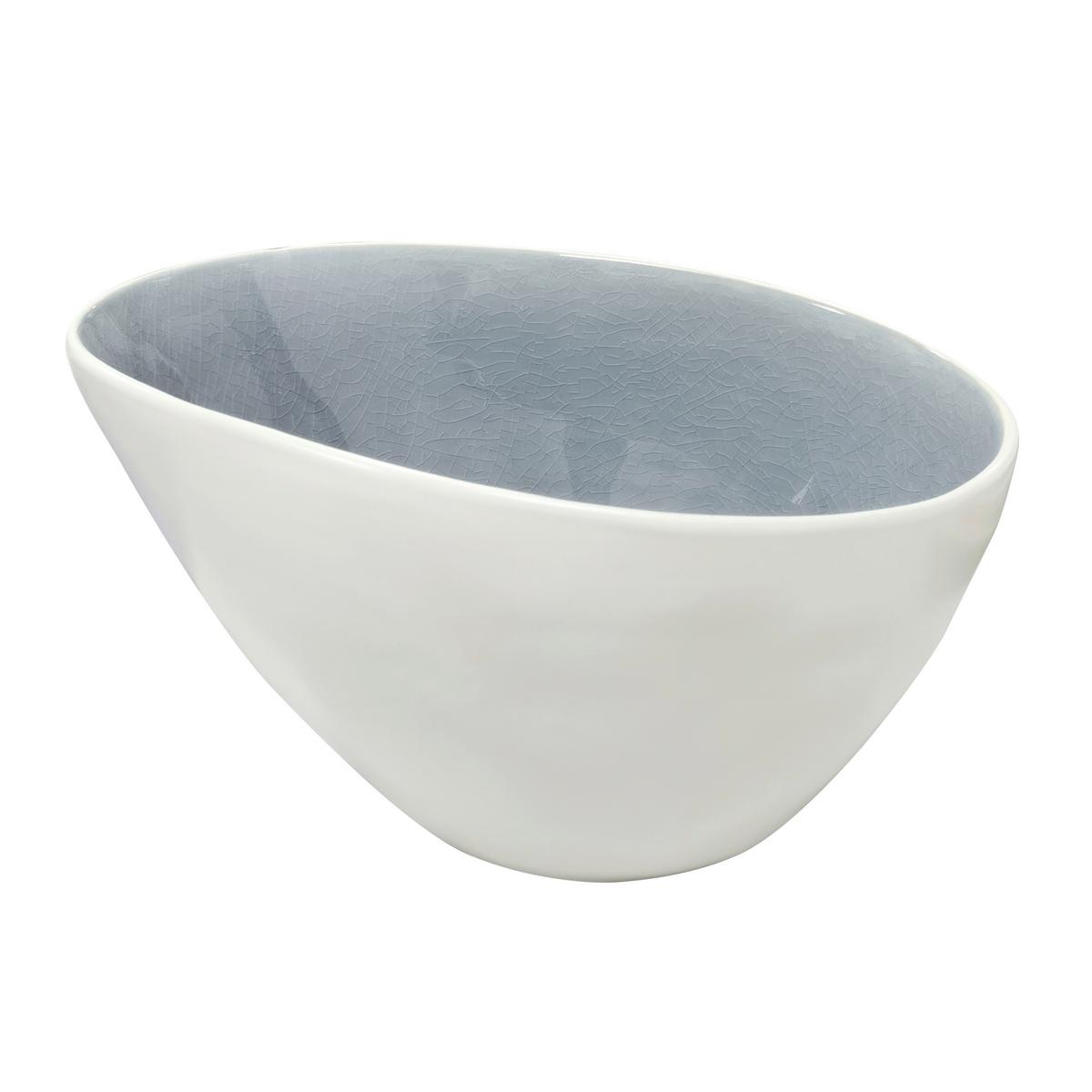 Müslischale Steinzeug Grau/ Weiß Eugenia DxH: ca. 15,5x9cm - Weiß/Grau, KONVENTIONELL, Keramik (15,5/9cm) - James Wood