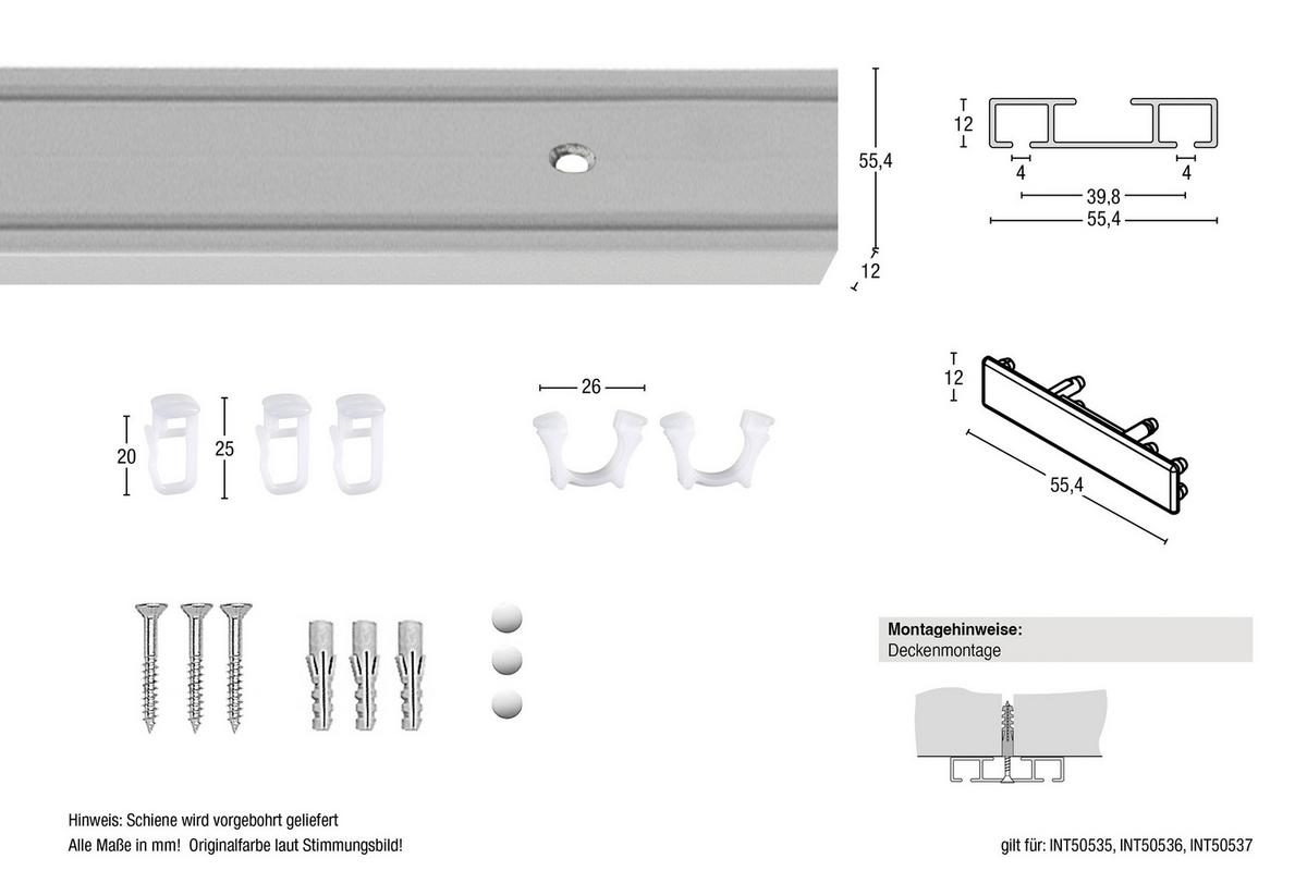 Vorhangschiene 240 cm - Schwarz, KONVENTIONELL, Metall (240cm) - Ondega