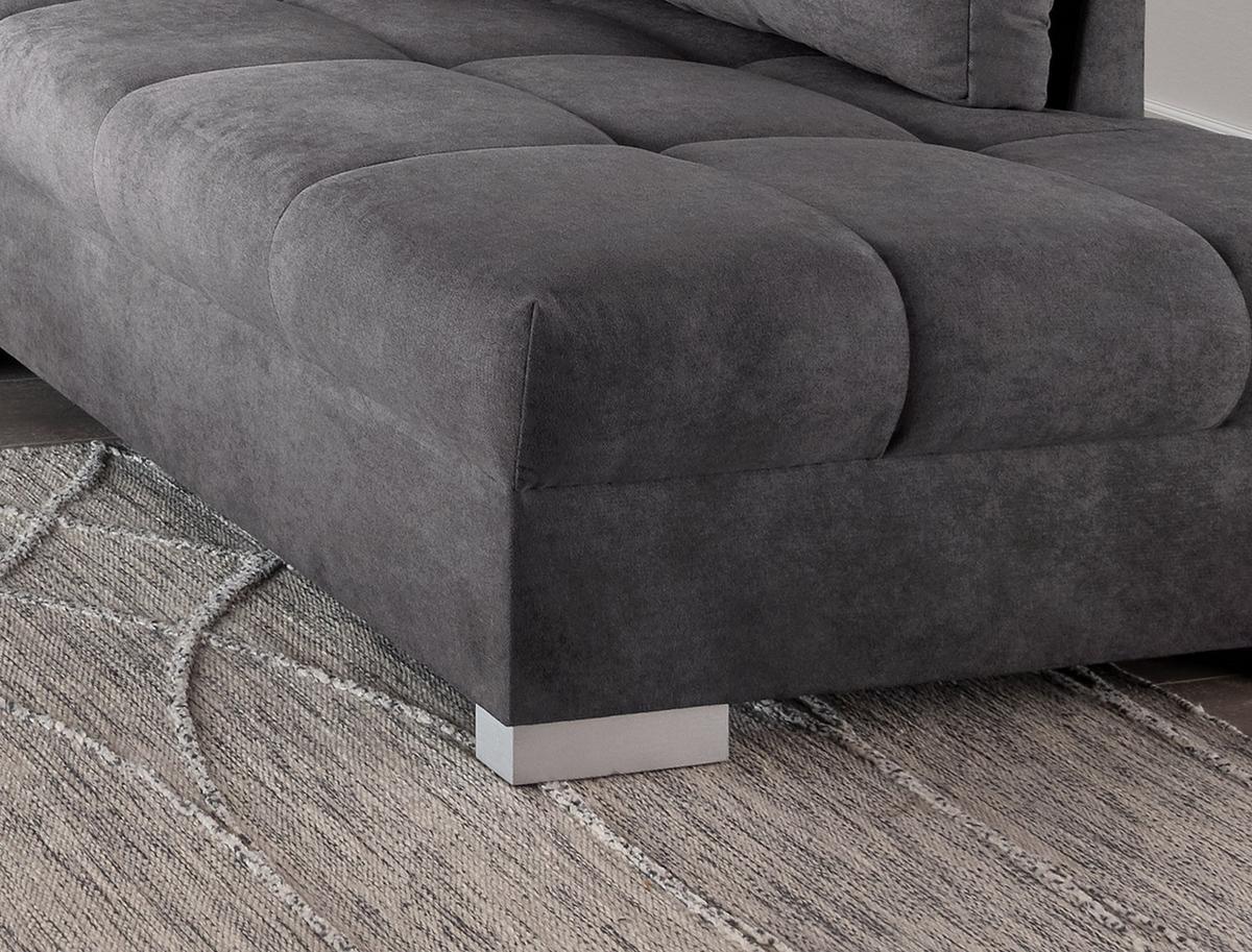 Eckschlafsofa Alvito Anthrazit S: 298/202 cm - Anthrazit/Silberfarben, Design, Textil (298/202cm) - MID.YOU