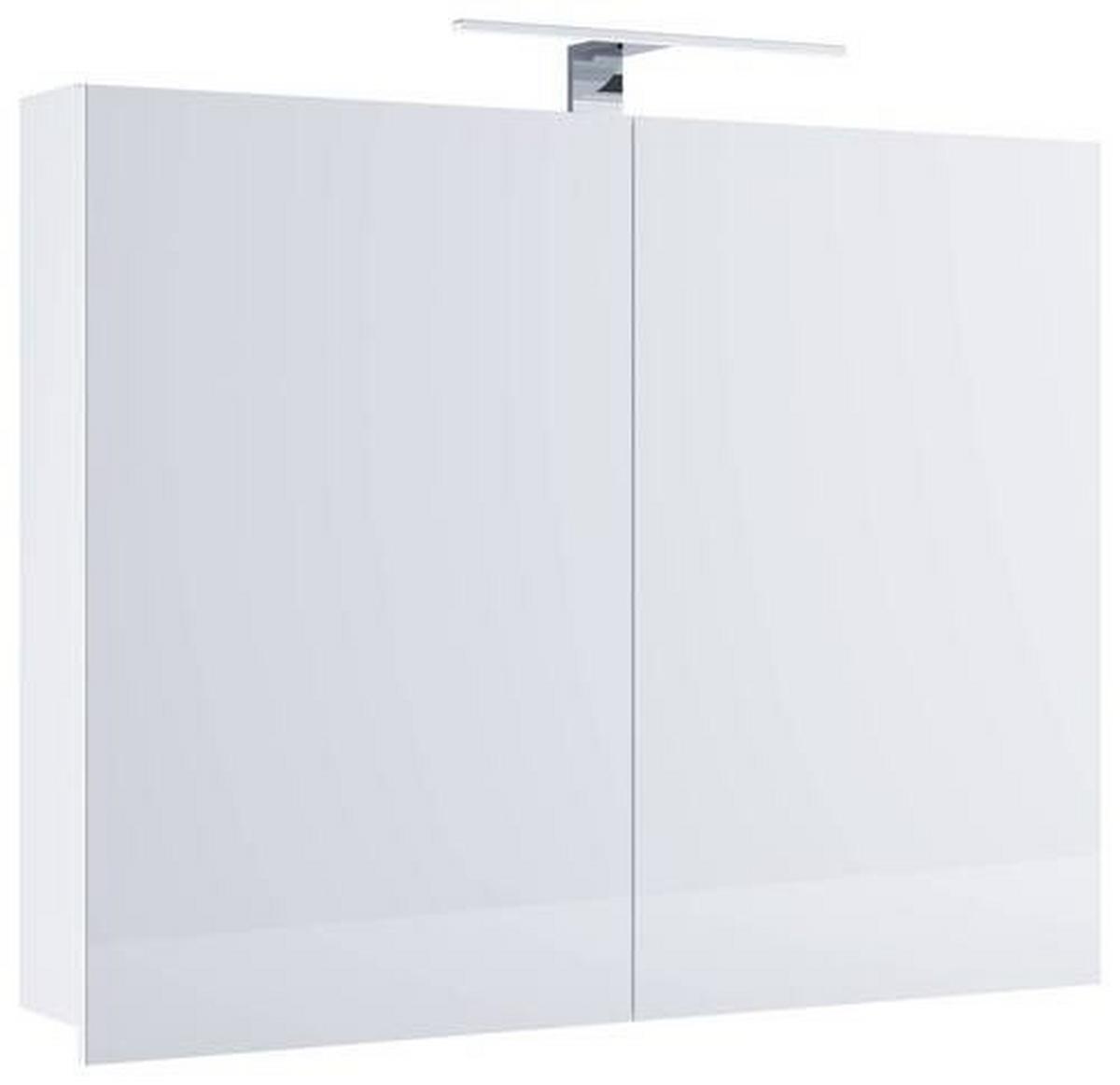 Spiegelschrank Badinos mit Led Weiß BxHxT: ca. 80x59,2x12 cm - Weiß, MODERN, Glas/Holzwerkstoff (80/59,2/12cm) - MID.YOU