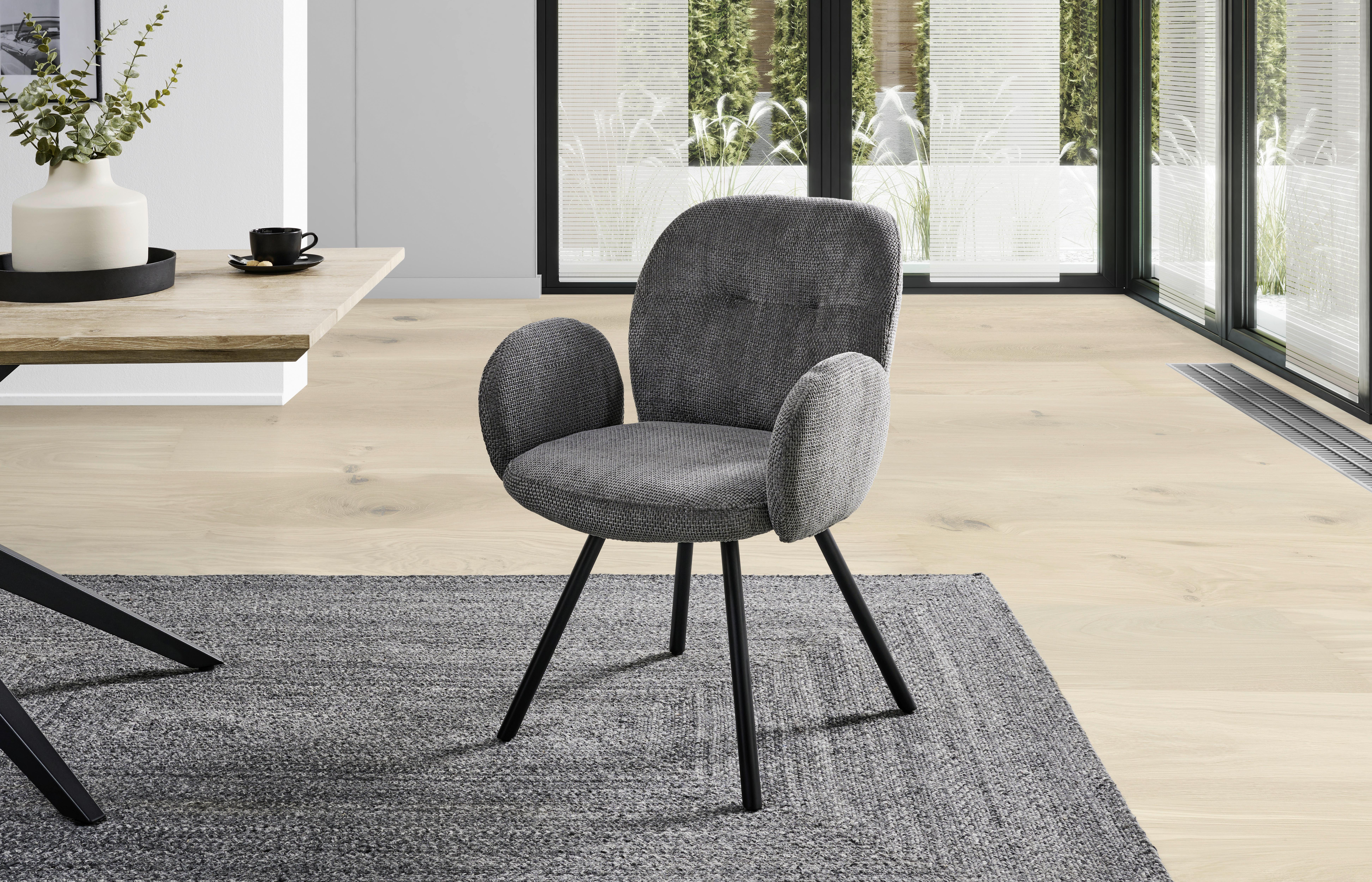 Armlehnstuhl Niklas Grau/Schwarz Gepolstert - Schwarz/Grau, LIFESTYLE, Holz/Textil (60/87/65cm) - Livetastic