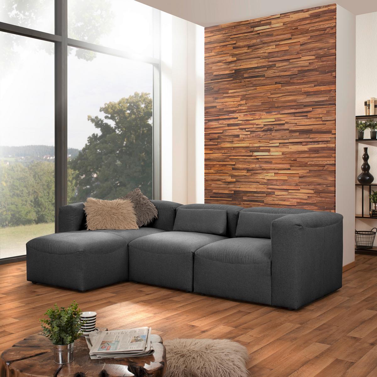 Ecksofa Lena Anthrazit Flachgewebe - Anthrazit, Design, Textil (160/275cm) - Max Winzer