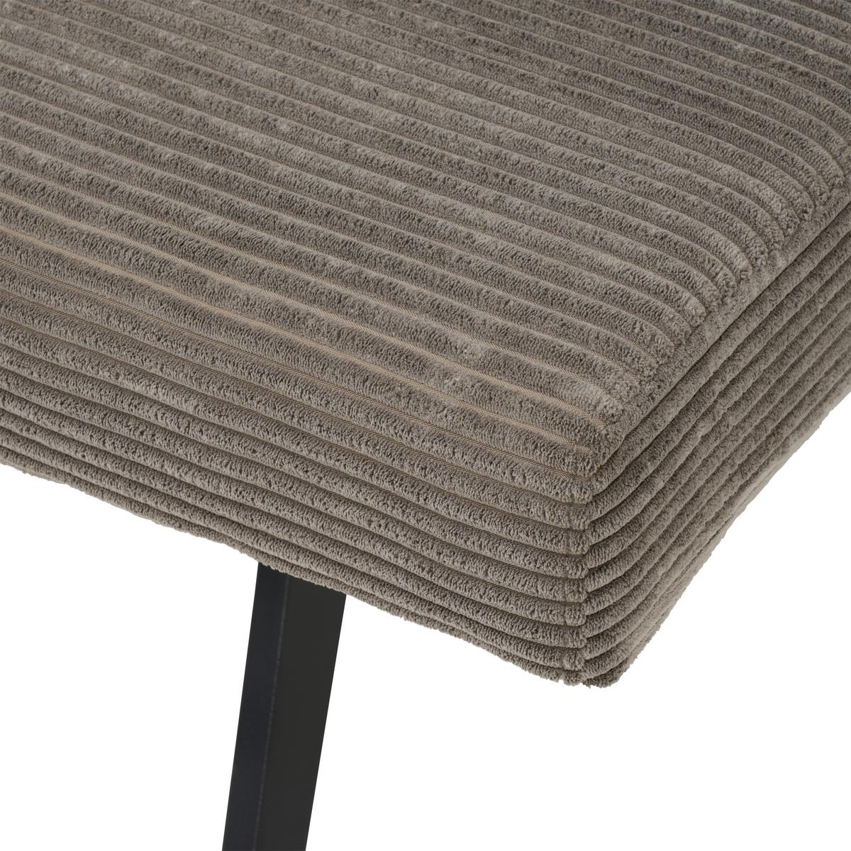 Sitzbank ohne Lehne Cord Dunkelgrau, B: 140 cm - Dunkelgrau/Schwarz, KONVENTIONELL, Textil/Metall (140/49/47cm) - MID.YOU