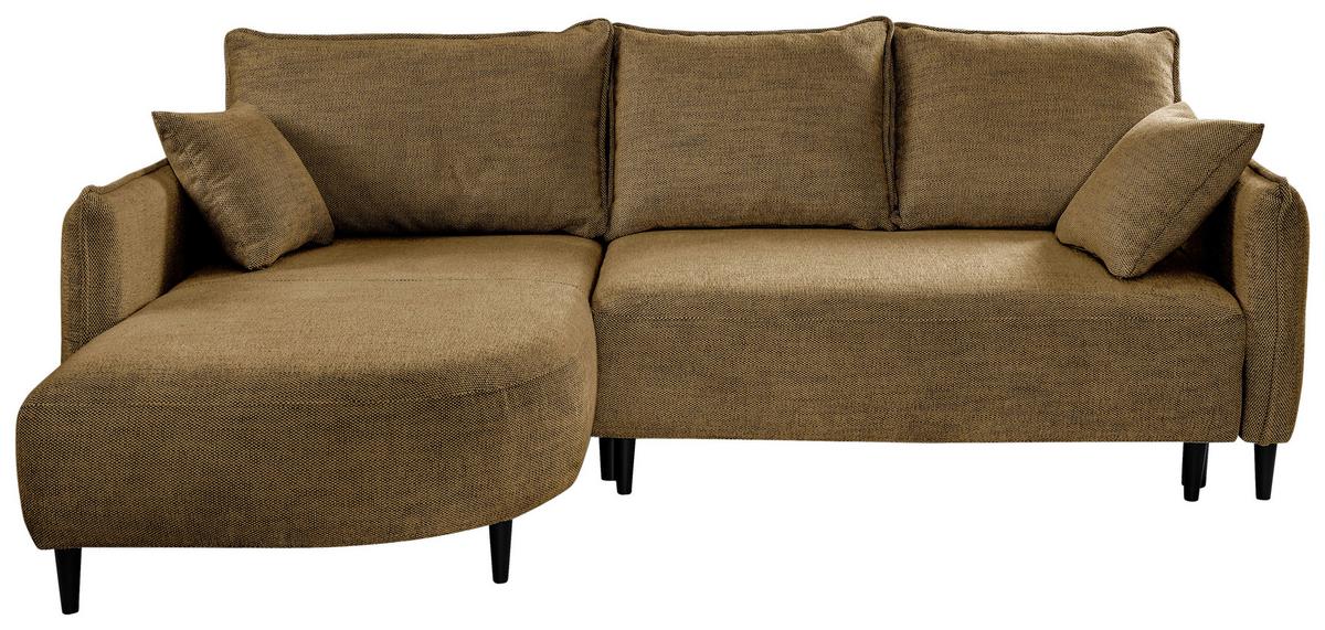 Ecksofa Sycyllia Goldfarben/schwarz, 165 Cm - Goldfarben/Schwarz, Design, Textil (165/244cm) - MID.YOU