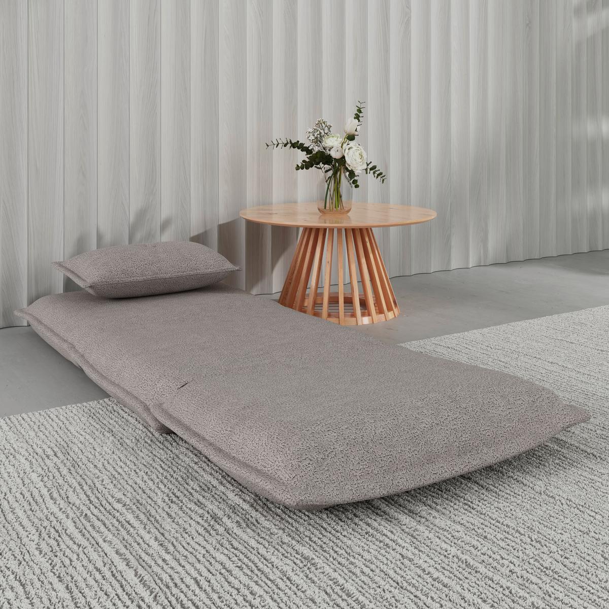 Rozkladacie kreslo TAMARA, svetlosivé buklé, max. 120 kg - svetlosivá, Modern, kov/textil (82/31/69cm) - Bessagi Home