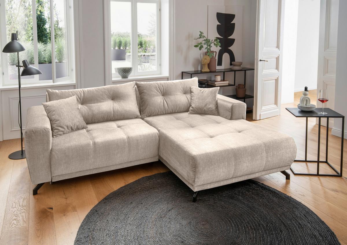 Ecksofa Restato, Creme S: 246x177 cm - Creme/Schwarz, MODERN, Textil (246/177cm) - MID.YOU
