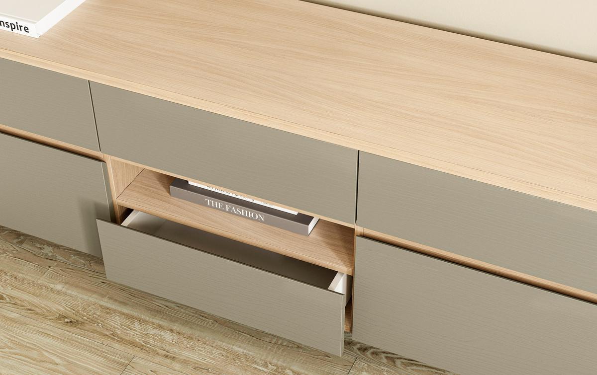 Lowboard Stranda Eukalyptus/Holzfarben B: 164cm - Eichefarben/Eukalyptusholzfarben, Design, Holzwerkstoff (164/58/39cm) - MID.YOU