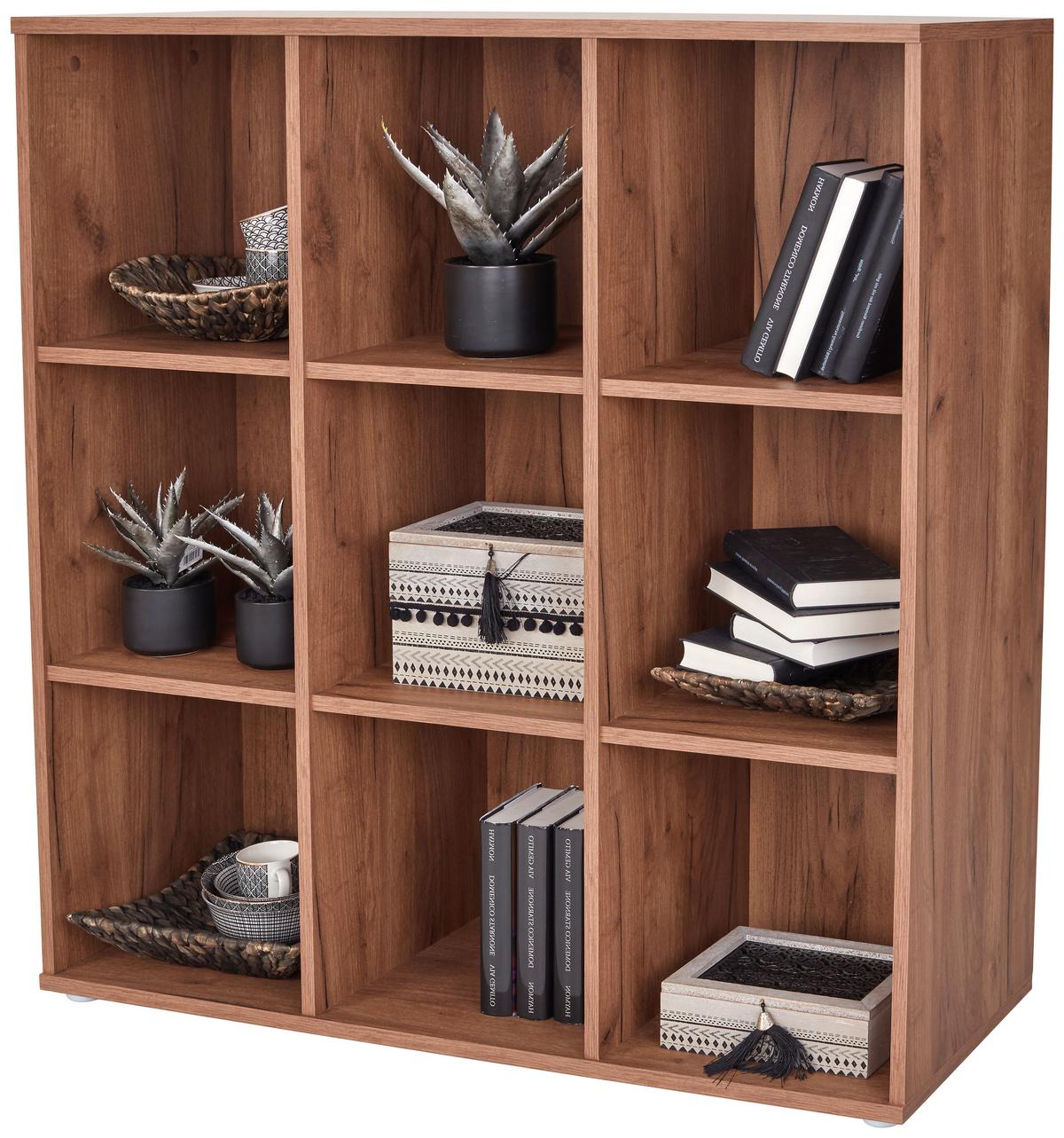 Regal Carlo CLR02 B 105,5cm, Eiche Dekor - Eichefarben/Grau, MODERN, Holzwerkstoff (105,5/107,3/35,5cm)