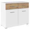 Kommode 93cm Foster, Alpinweiß - Alufarben/Eiche Artisan, KONVENTIONELL, Holzwerkstoff (93/81/42cm)